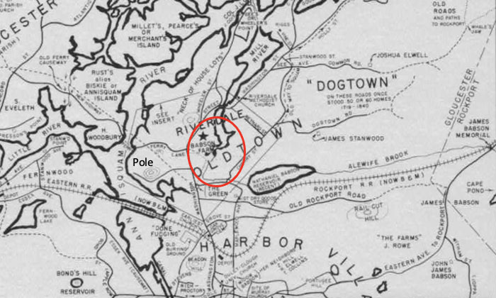 Drawn map with red circle around area of Riverdale.